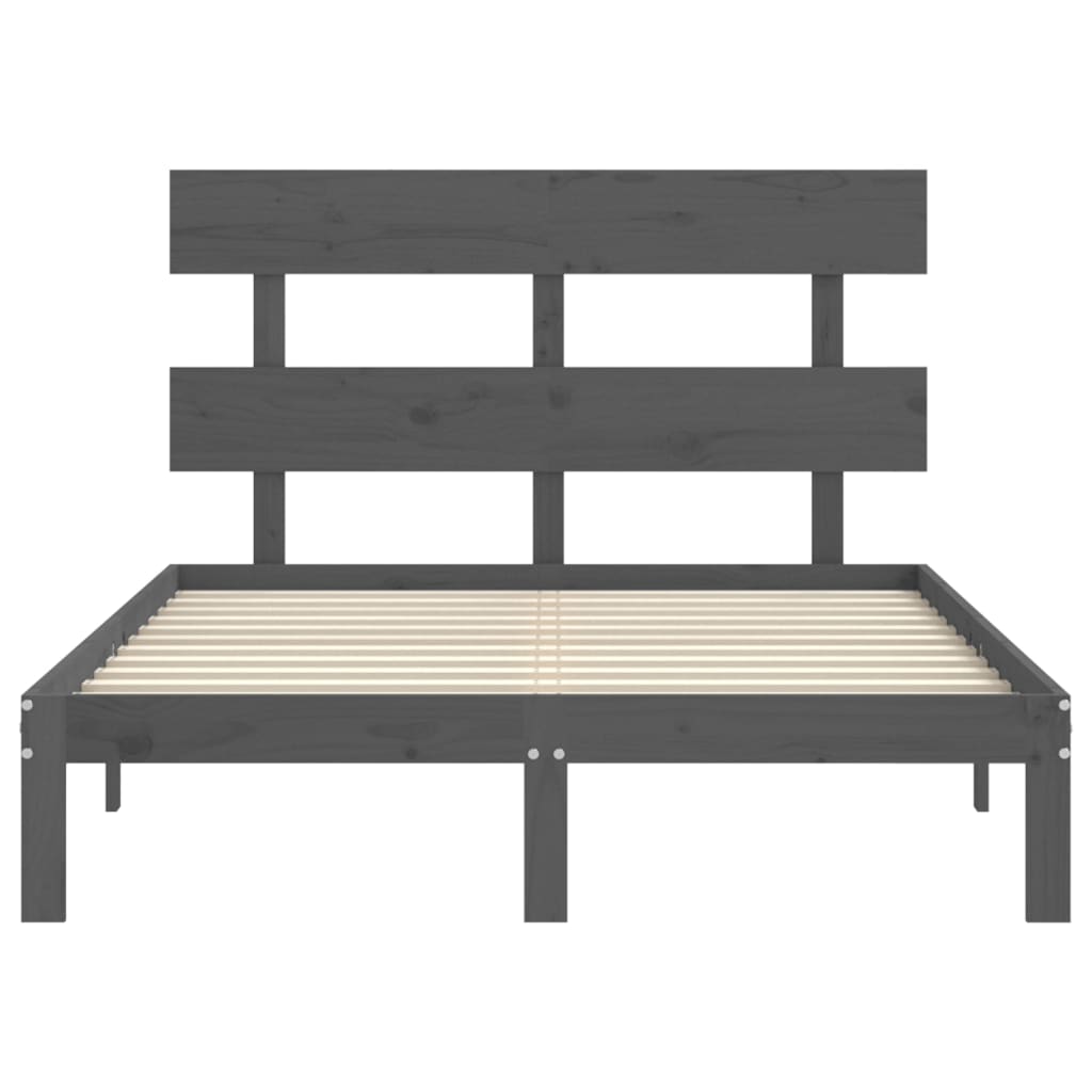 szürke tömör fa ágykeret fejtámlával Double