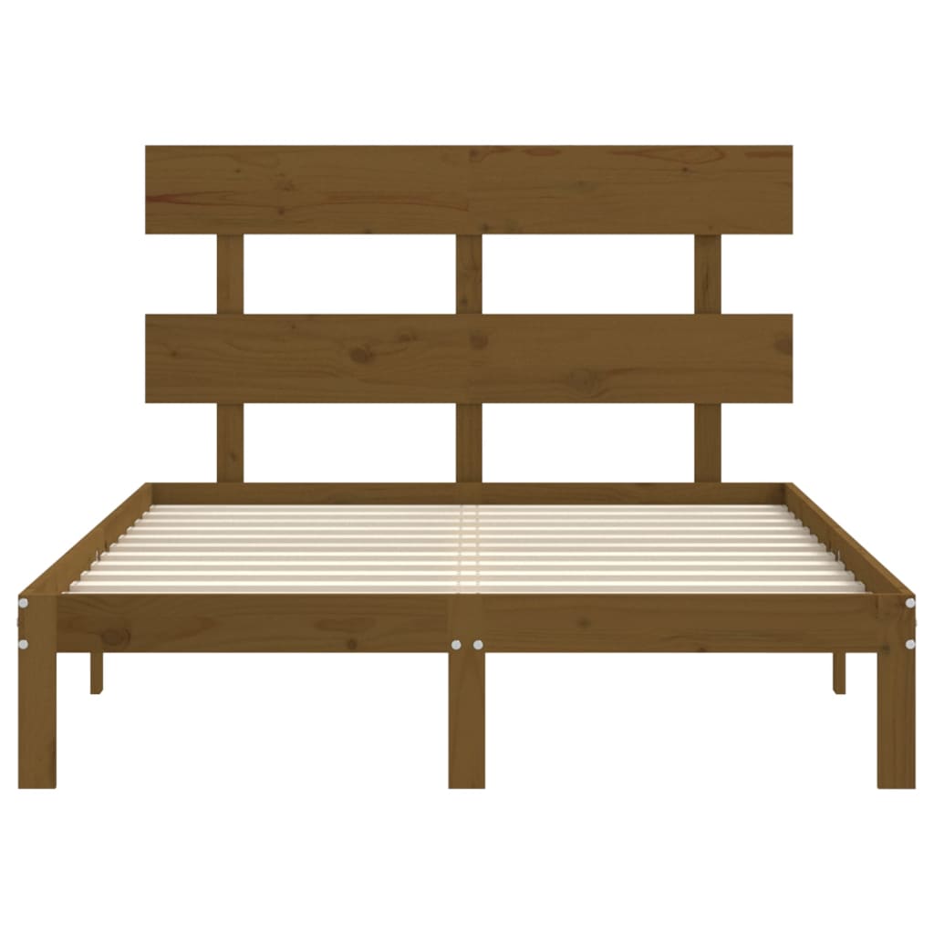 mézbarna tömör fa ágykeret fejtámlával 140 x 190 cm