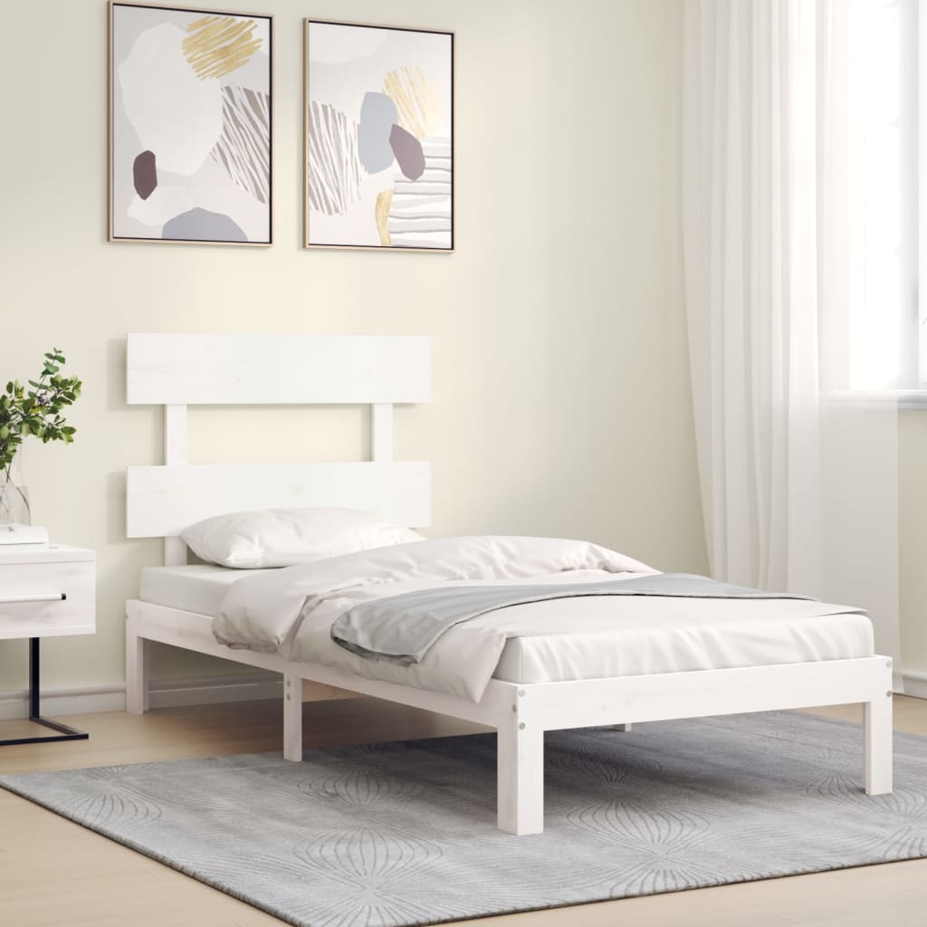 vidaXL fehér tömör fenyőfa ágy matrac nélkül 90 x 200 cm