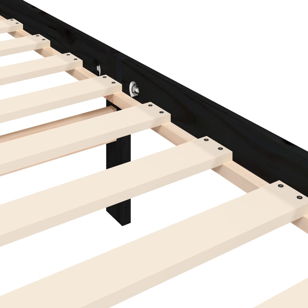 fekete tömör fa ágykeret fejtámlával King Size