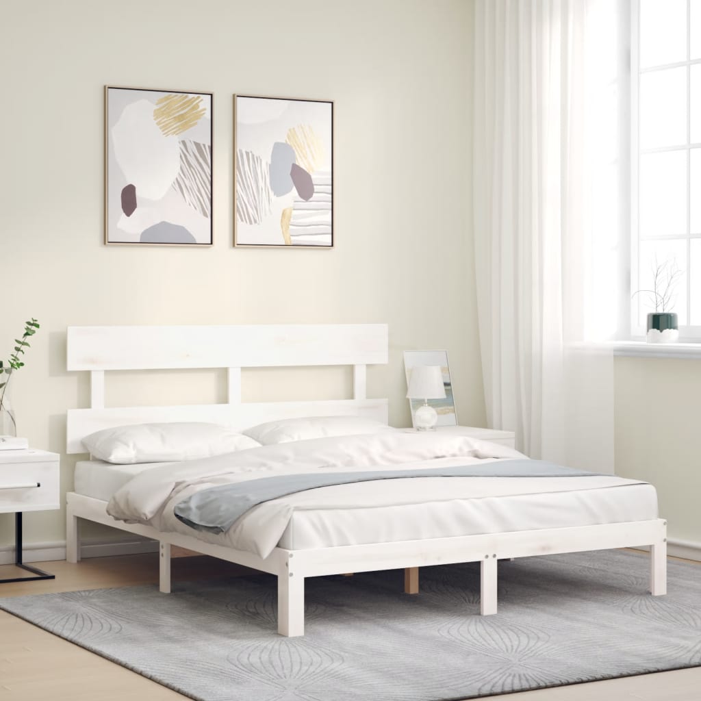 Photos - Bed VidaXL  Frame without Mattress White 160x200 cm Solid Wood Pine 