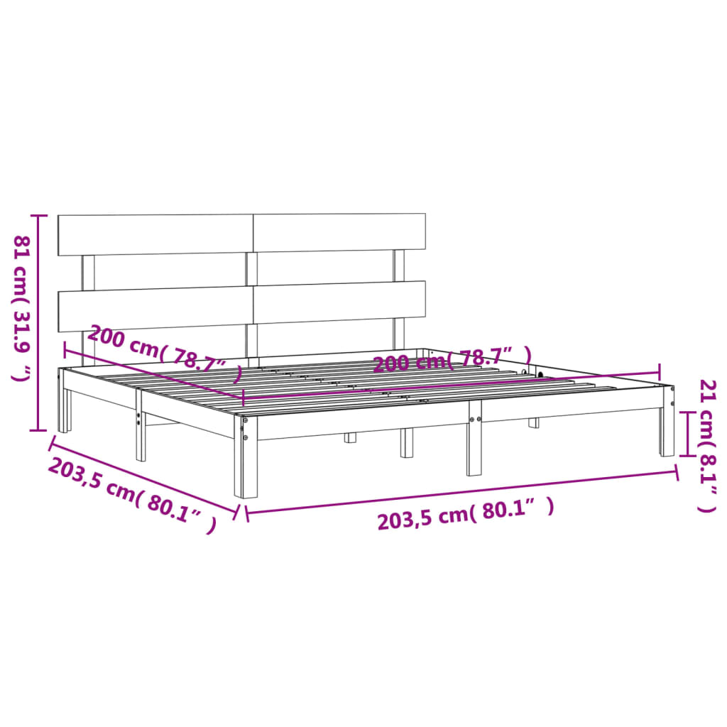 Posteljni okvir z vzglavjem 200x200 cm trden les