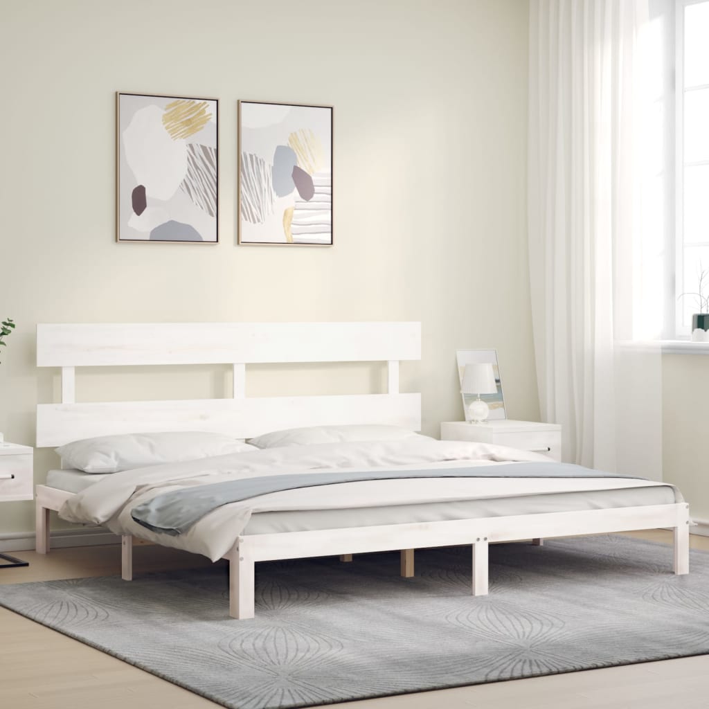 Thumbnail - vidaXL Massivholzbett ohne Matratze Weiß 200x200 cm Kiefernholz