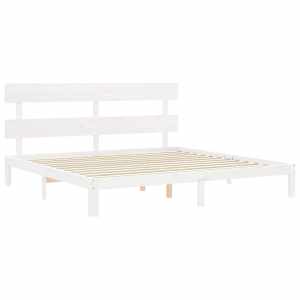 Postel bez matrace bílá 200 x 200 cm masivní borovice - obrázek 5
