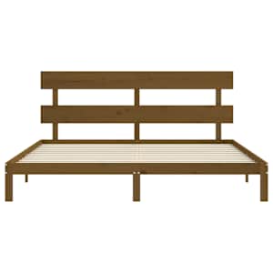 Rám postele s čelem medově hnědý 200 x 200 cm masivní dřevo - obrázek 6