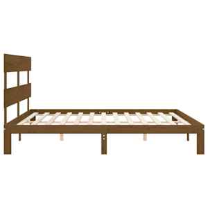 Rám postele s čelem medově hnědý 200 x 200 cm masivní dřevo - obrázek 7
