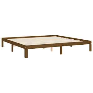 Rám postele s čelem medově hnědý 200 x 200 cm masivní dřevo - obrázek 9