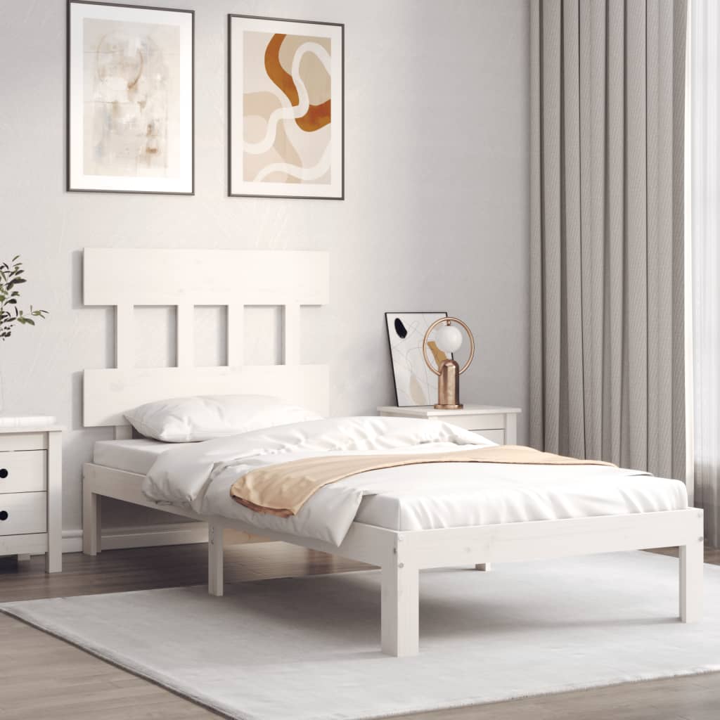 vidaXL Bedframe zonder matras massief grenenhout wit 90x200 cm afbeelding