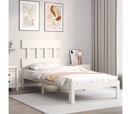 vidaXL Massivholzbett ohne Matratze Wei&szlig; 100x200 cm Kiefernholz