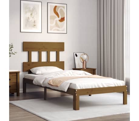 vidaXL Lovos rėmas su galvūgaliu, rudas, 100x200cm, medienos masyvas