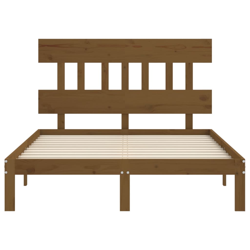 mézbarna tömör fa ágykeret fejtámlával 120 x 200 cm