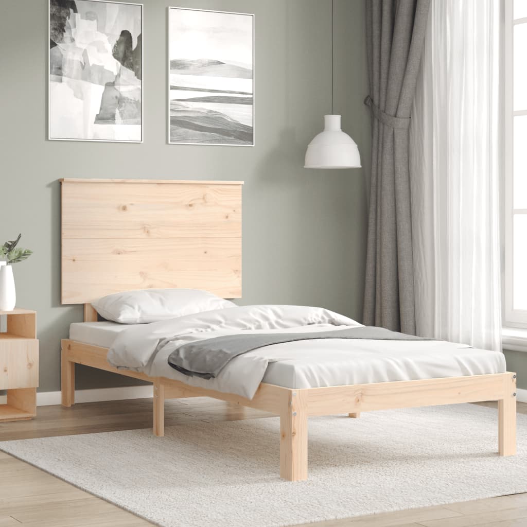 vidaXL tömör fa ágykeret fejtámlával Small Single