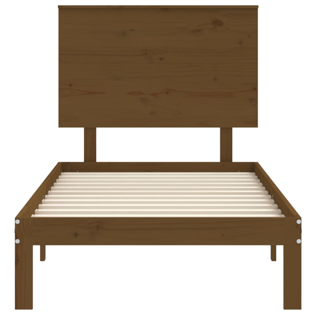 mézbarna tömör fa ágykeret fejtámlával Small Single