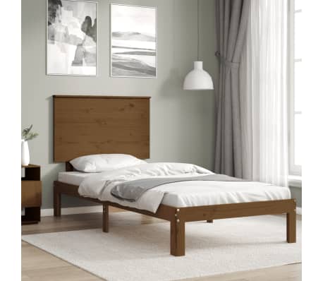 vidaXL Lovos rėmas su galvūgaliu, medaus rudas, 90x200cm, mediena