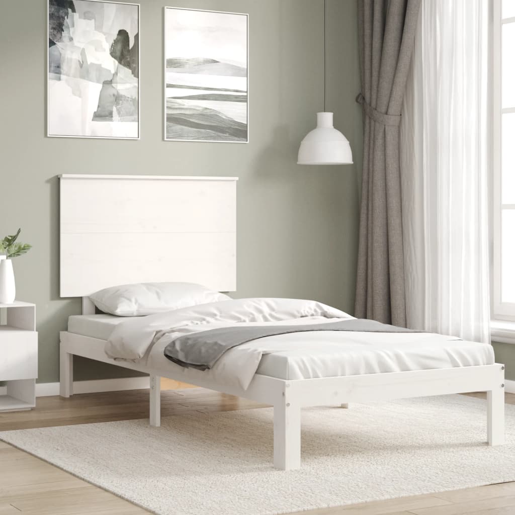 vidaXL Bedframe zonder matras massief grenenhout wit 140x200 cm afbeelding