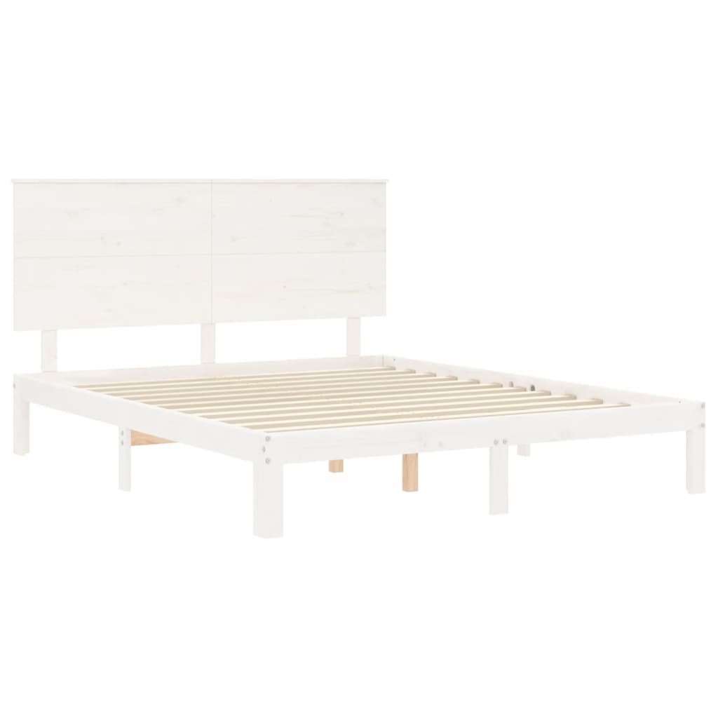fehér tömör fa ágykeret fejtámlával 160 x 200 cm