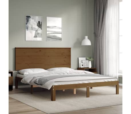 vidaXL Lovos rėmas su galvūgaliu, rudas, 160x200cm, medienos masyvas