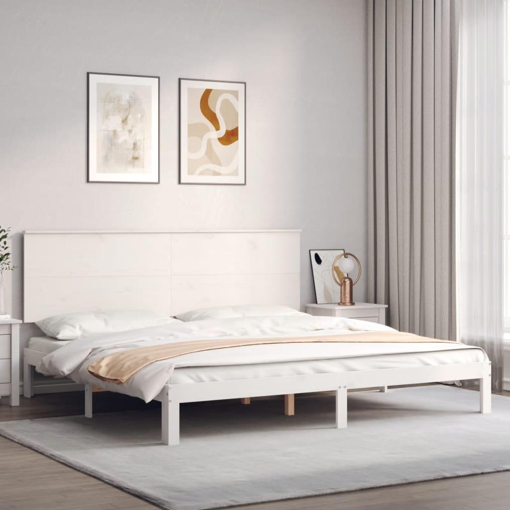 vidaXL Estrutura cama Super King Size c/ cabeceira madeira branco