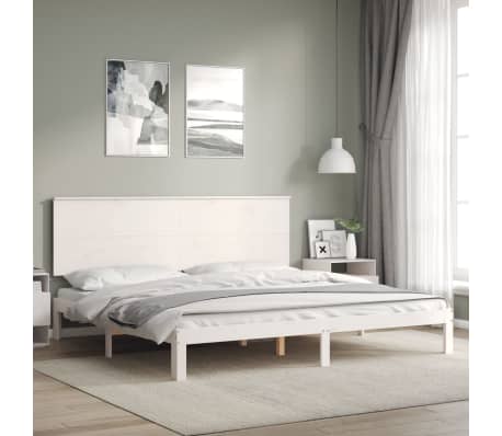 vidaXL Lovos rėmas be čiužinio, baltas, 200x200cm, pu&scaron;ies masyvas