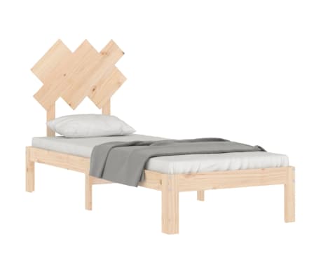 vidaXL Lovos rėmas su galvūgaliu, medienos masyvas, mažas vienvietis