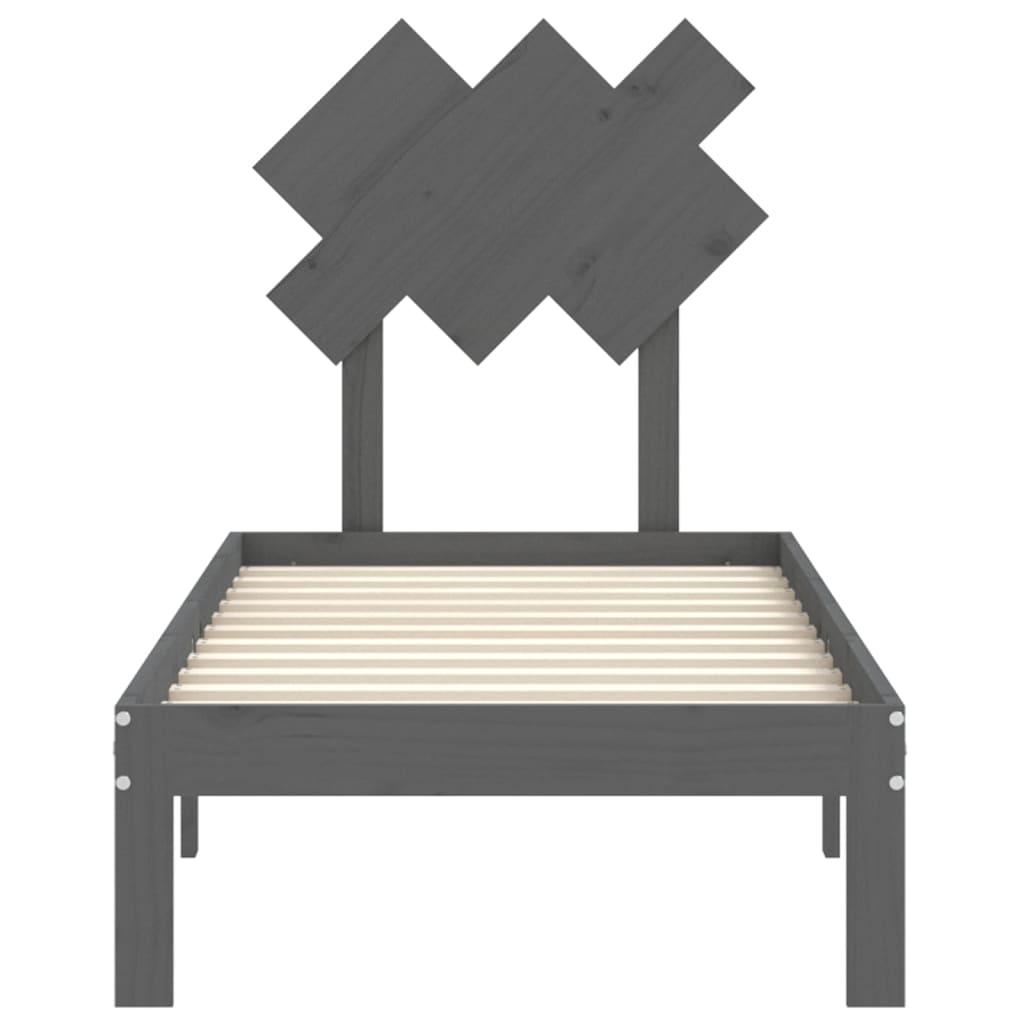 Cadru de pat cu tăblie 2FT6 Small Single, gri, lemn masiv