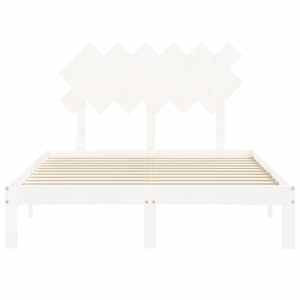 Rám postele s čelem bílý Double masivní dřevo - obrázek 6