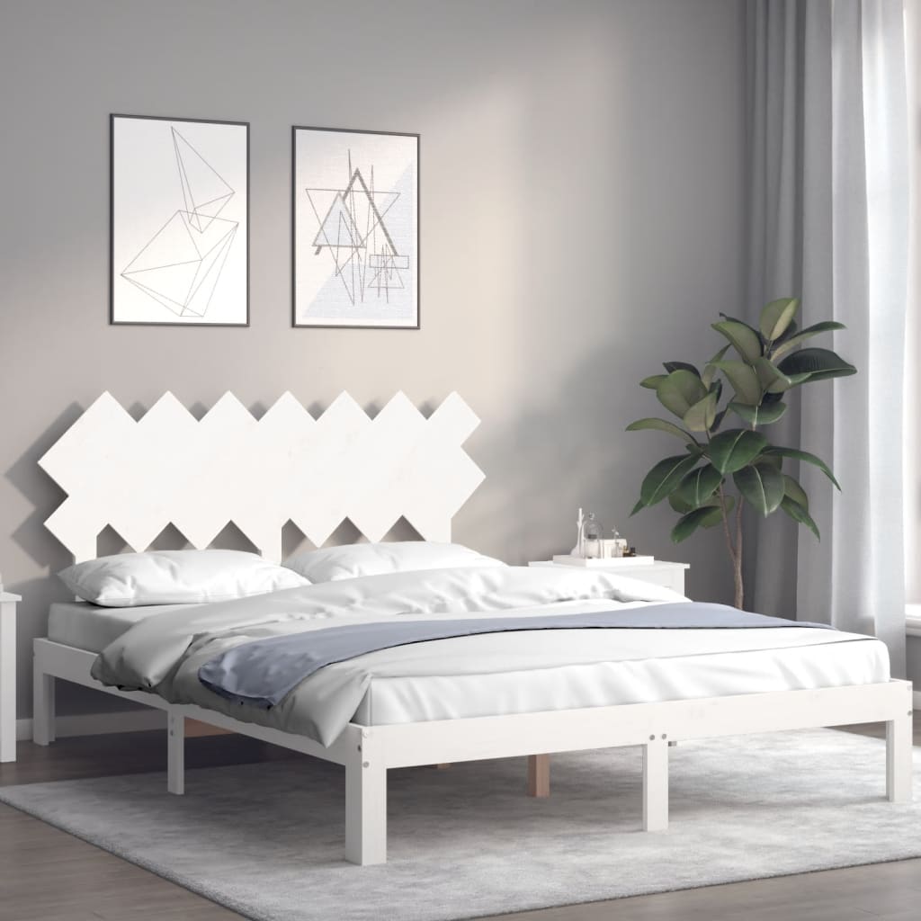 vidaXL fehér tömör fenyőfa ágy matrac nélkül 140x190 cm