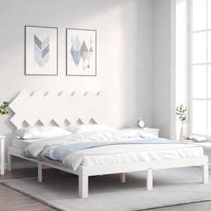 Postel bez matrace bílá 140 x 190 cm masivní borovice
