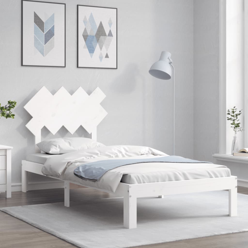 Photos - Bed VidaXL  Frame without Mattress White 90x200 cm Solid Wood Pine 