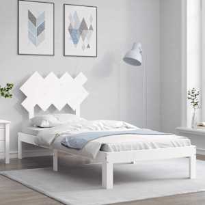 Posteljni okvir brez vzmetnice bel 90x200 cm trdna borovina