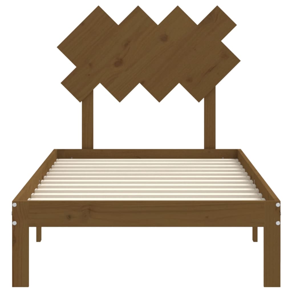 mézbarna tömör fa ágykeret fejtámlával 90 x 200 cm