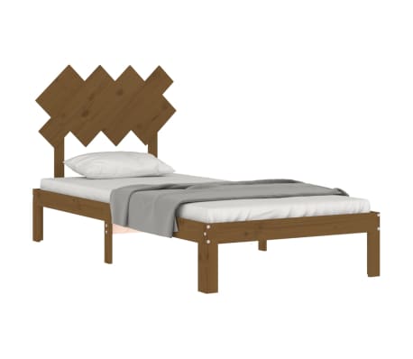 vidaXL Lovos rėmas su galvūgaliu, medaus rudas, 90x200cm, mediena