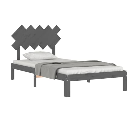 vidaXL Lovos rėmas su galvūgaliu, pilkas, 100x200cm, medienos masyvas