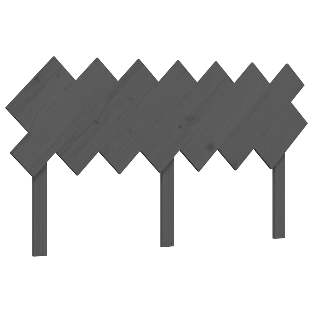 szürke tömör fa ágykeret fejtámlával 140 x 200 cm