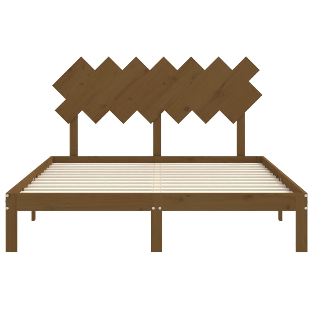 mézbarna tömör fa ágykeret fejtámlával King Size