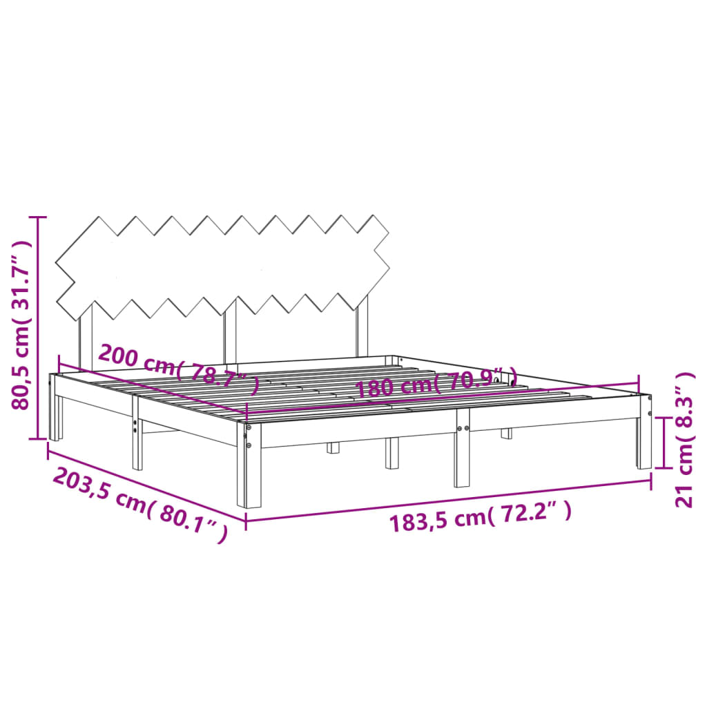 fekete tömör fa ágykeret fejtámlával Super King Size