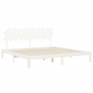 Postel bez matrace bílá 200 x 200 cm masivní borovice - obrázek 5