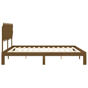 Rám postele s čelem medově hnědý 200 x 200 cm masivní dřevo - obrázek 7