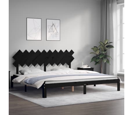 vidaXL Estructura de cama con cabecero madera maciza negro 200x200 cm