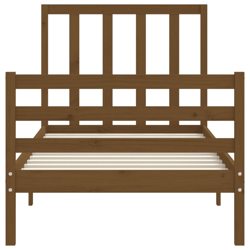 Легло с табла меденокафяво 2FT6 см Small Single дърво масив