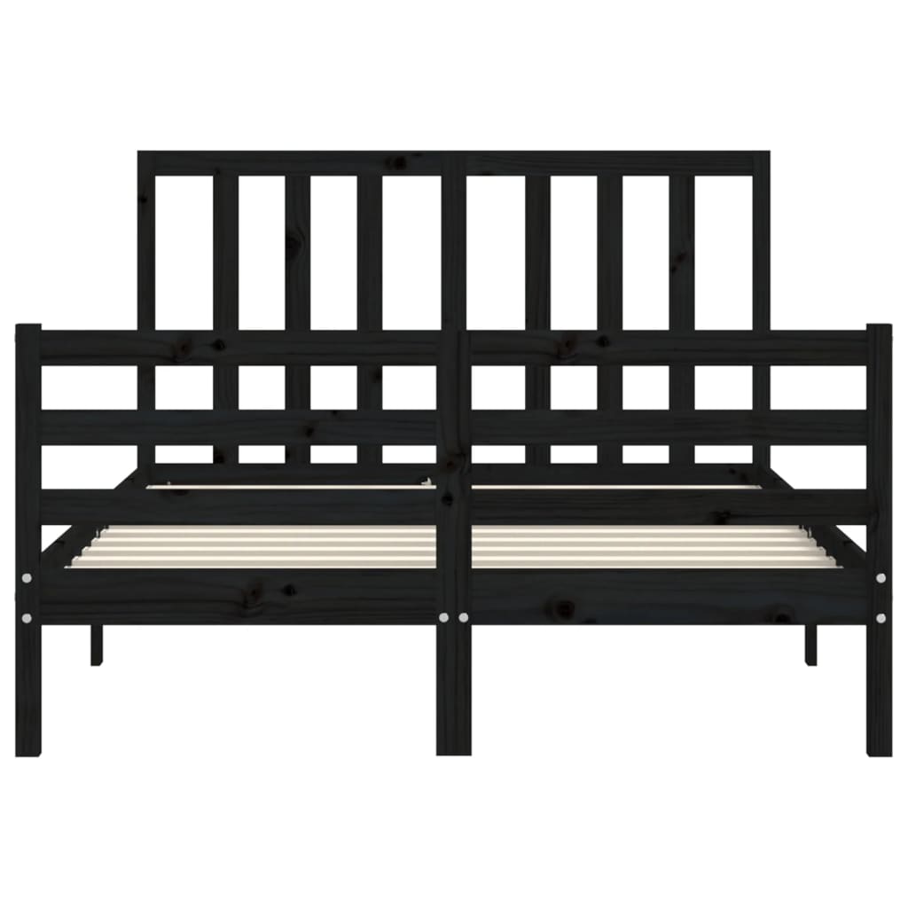 fekete tömör fa ágykeret fejtámlával Small Double