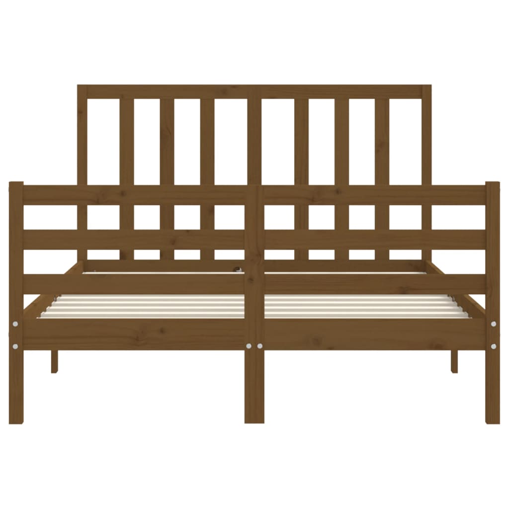 Cadru de pat, maro miere, 140x190 cm, lemn masiv