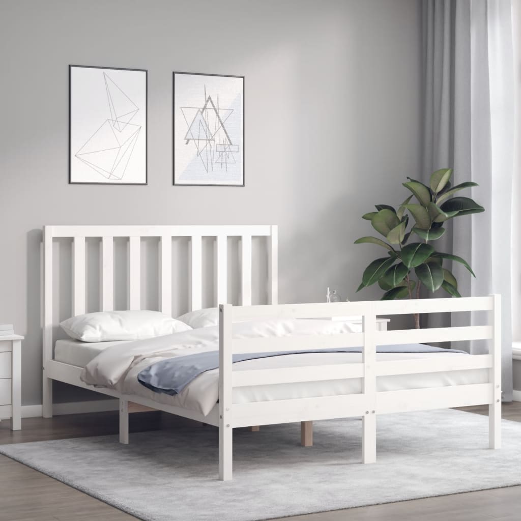 vidaXL Sänky ilman patjaa valkoinen 120x200 cm täysi mänty