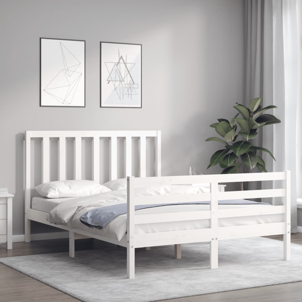 vidaXL Bedframe zonder matras massief grenenhout wit 140x200 cm afbeelding