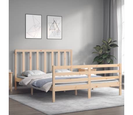 vidaXL Bed Frame without Mattress King Size Solid Wood Pine