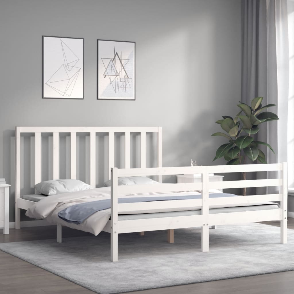 vidaXL Bedframe zonder matras massief grenenhout wit 160x200 cm afbeelding