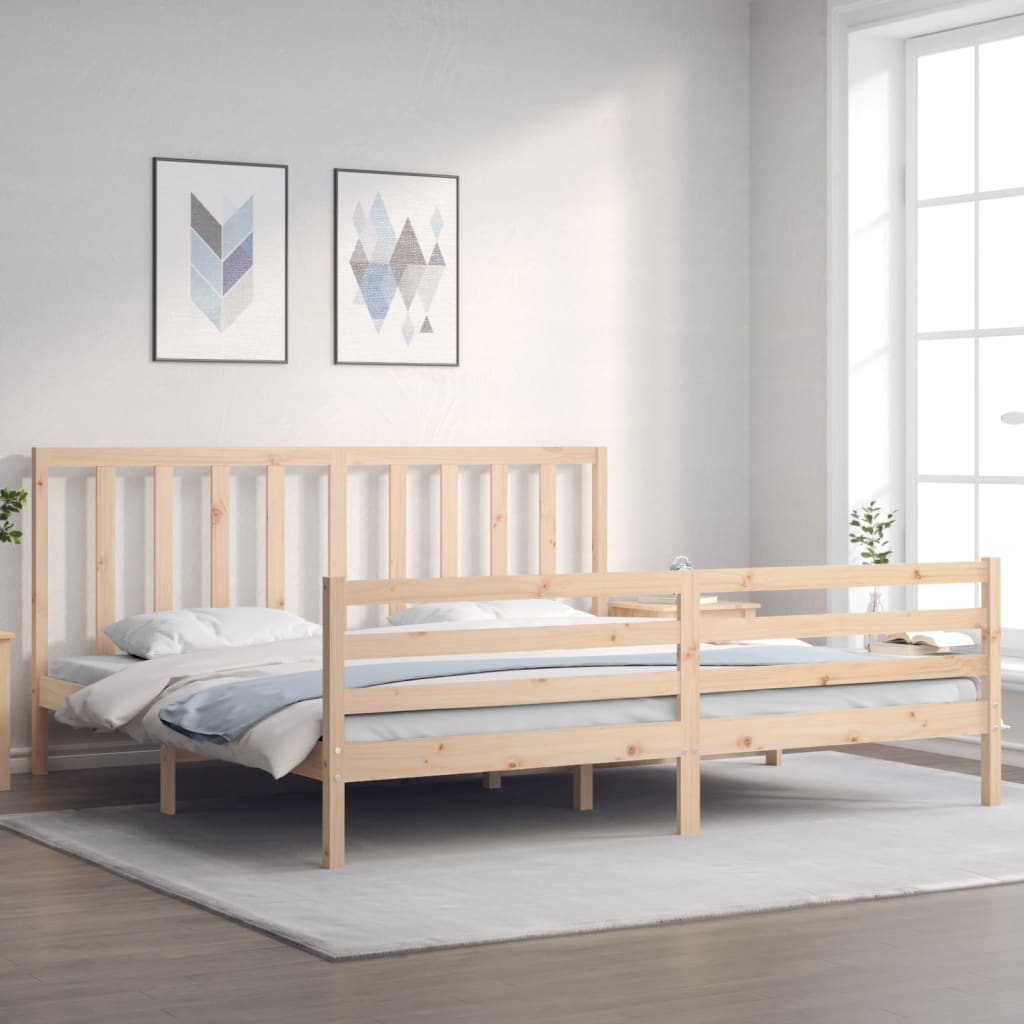 Photos - Bed VidaXL  Frame without Mattress 200x200 cm Solid Wood Pine 