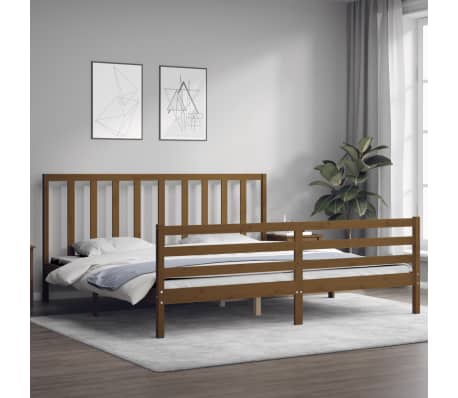 vidaXL R&uacute;mgrind me&eth; H&ouml;fu&eth;gafli Hunangsbr&uacute;n 200x200 cm Gegnheill Vi&eth;ur