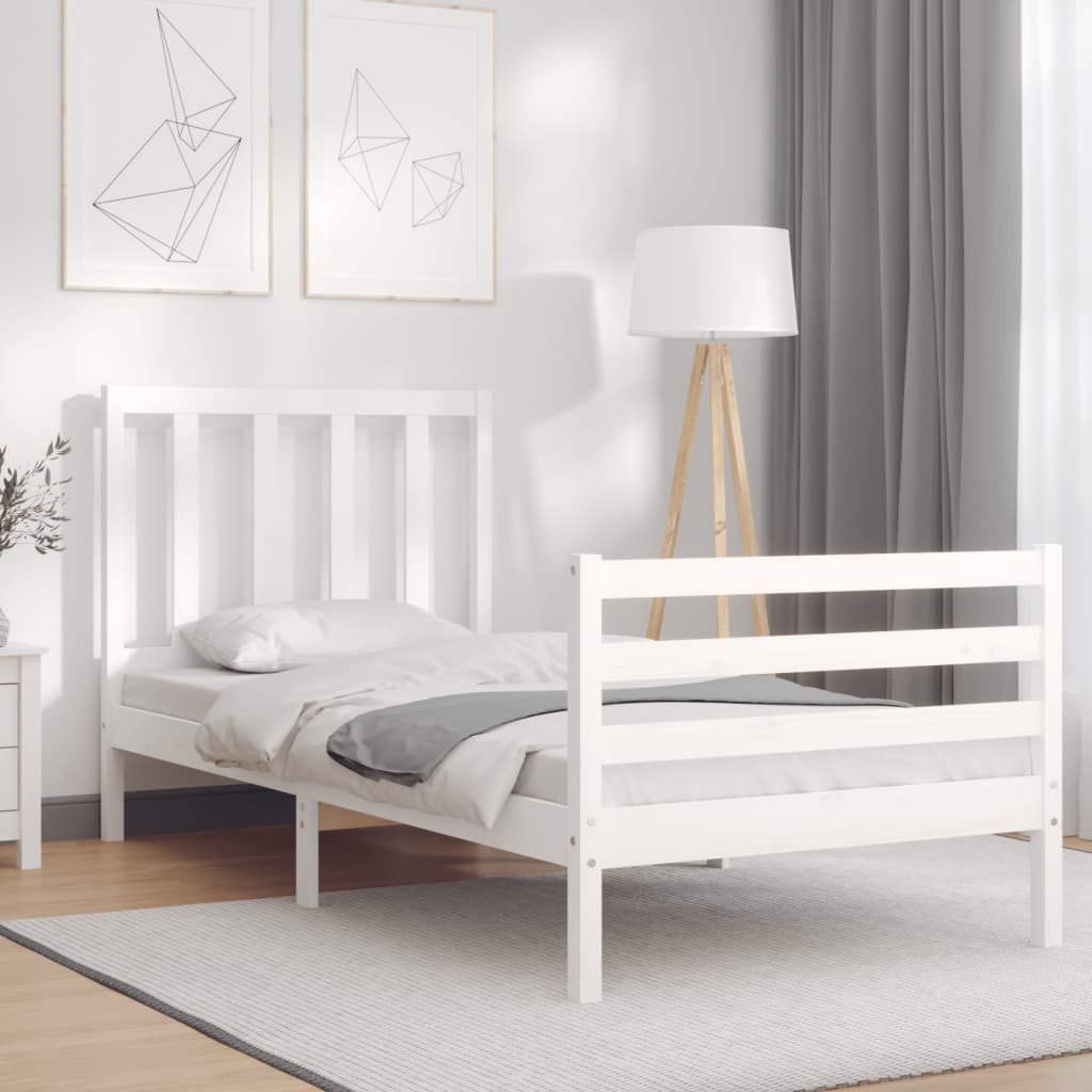 vidaXL fehér tömör fenyőfa ágy matrac nélkül 100 x 200 cm
