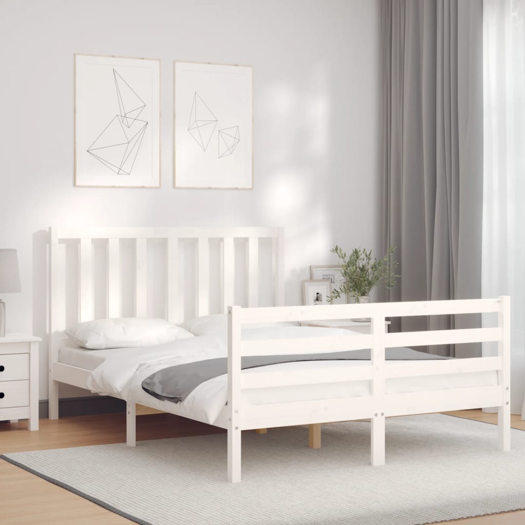 Thumbnail - vidaXL Massivholzbett ohne Matratze Weiß 140x200 cm Kiefernholz